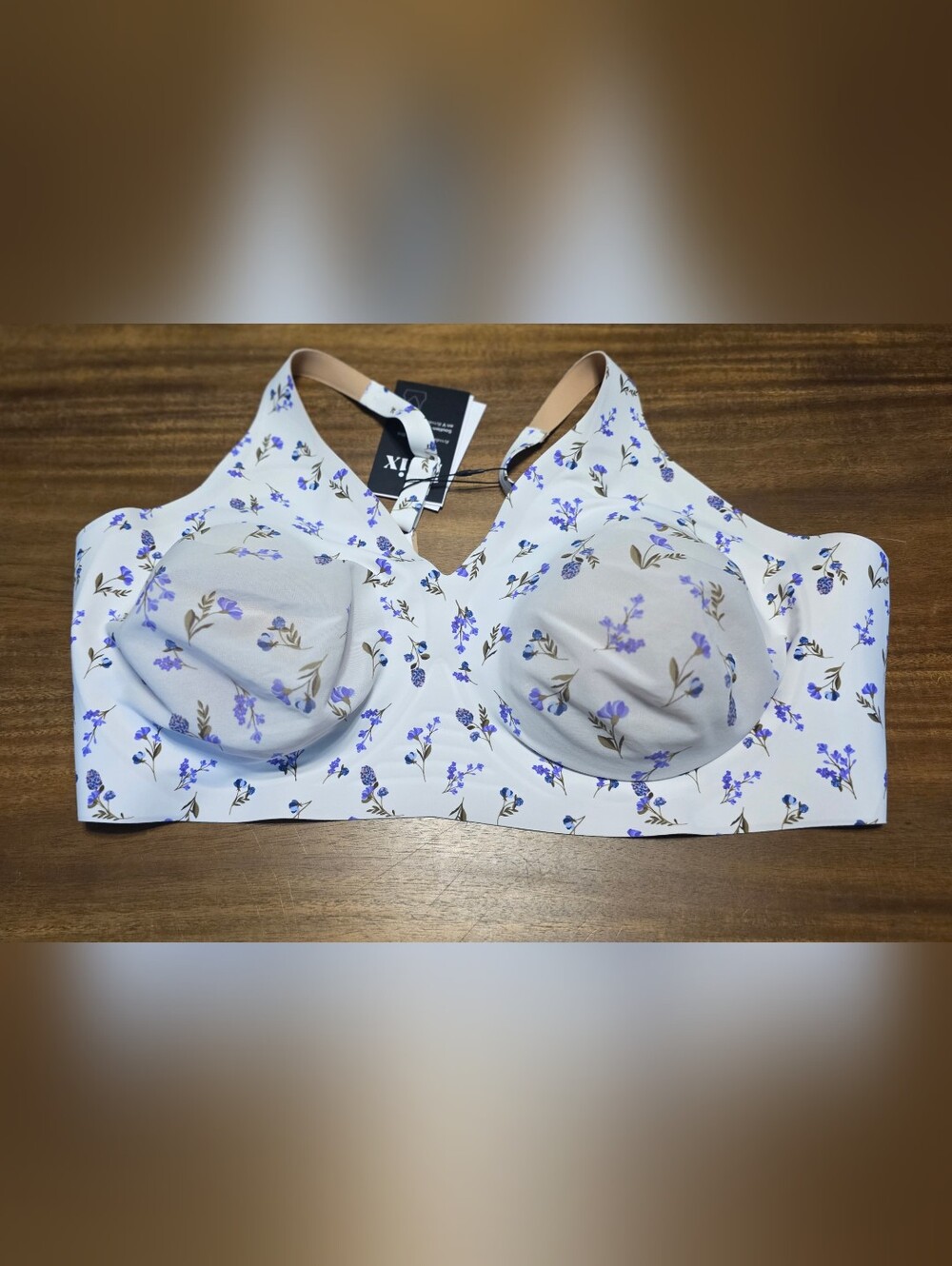 knix Revolution V-Neck Bra in Purple Flowers